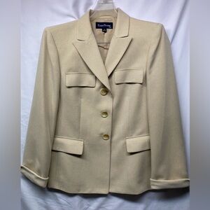 Evan-Picone Beige Herringbone 2 Piece Suit Blazer Jacket - Pants Lined Size 10
